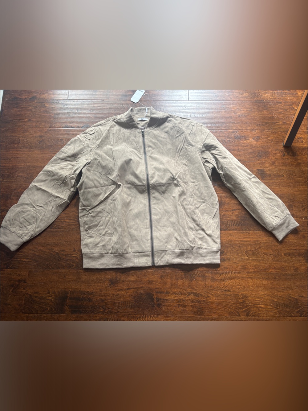 Men's Zip Bomber Jacket - Taupe Suede-Effect